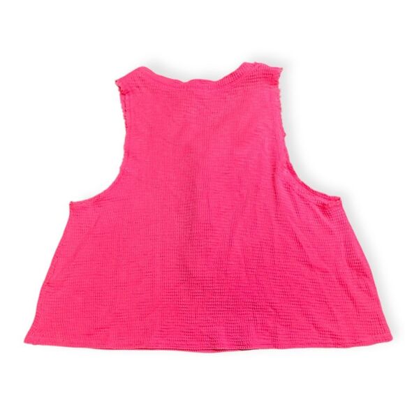 AERIE Women’s Pink Sleeveless Waffle Sunspun Henley Cropped Tank Top Size Medium - Picture 3 of 6